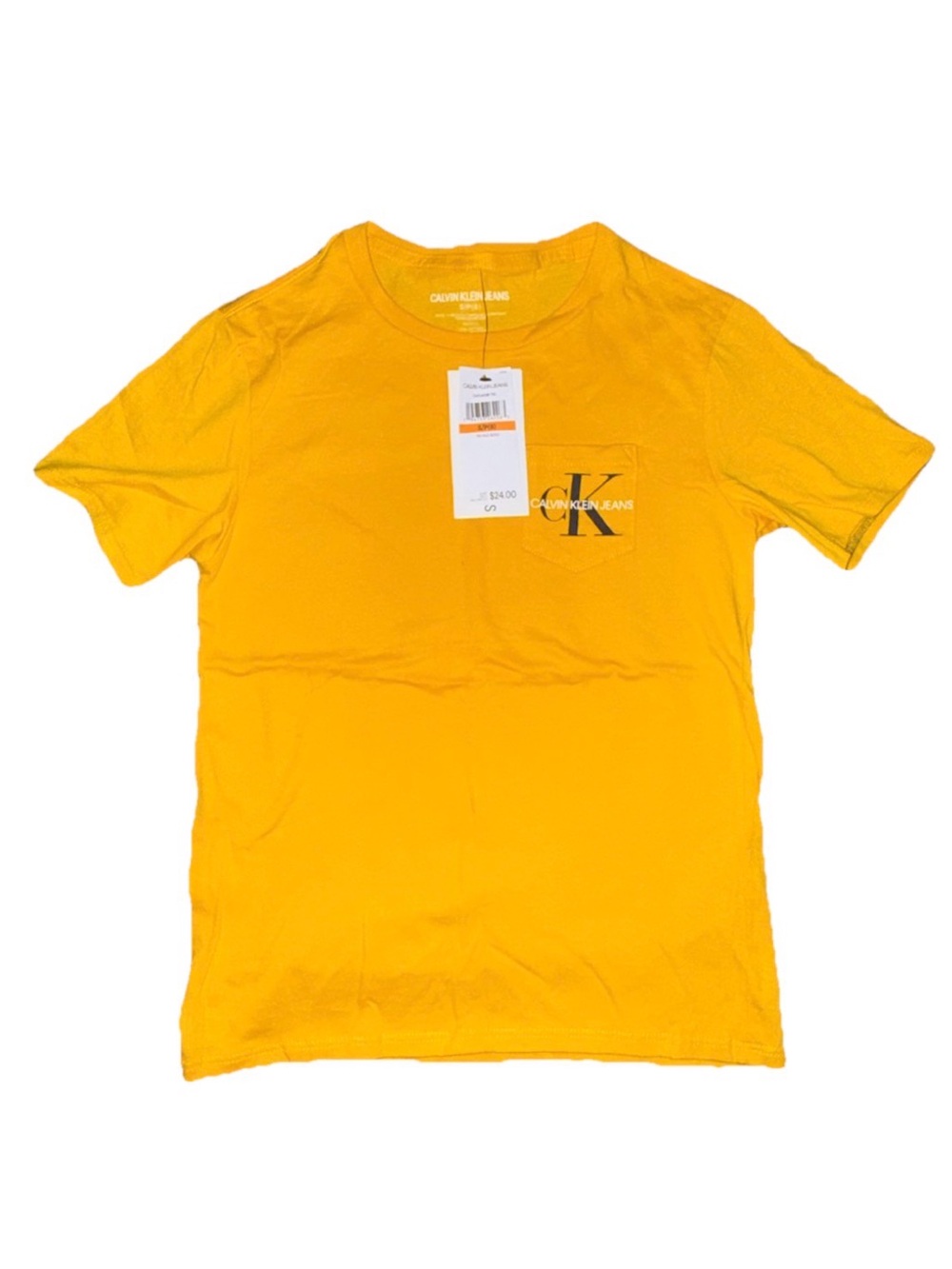 Calvin Klein Jeans Yellow Logo Pocket Tee Boys S/8